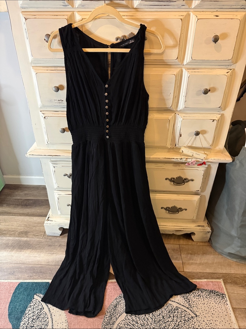 Black Sleeveless Button-Front Jumpsuit - Black Tape